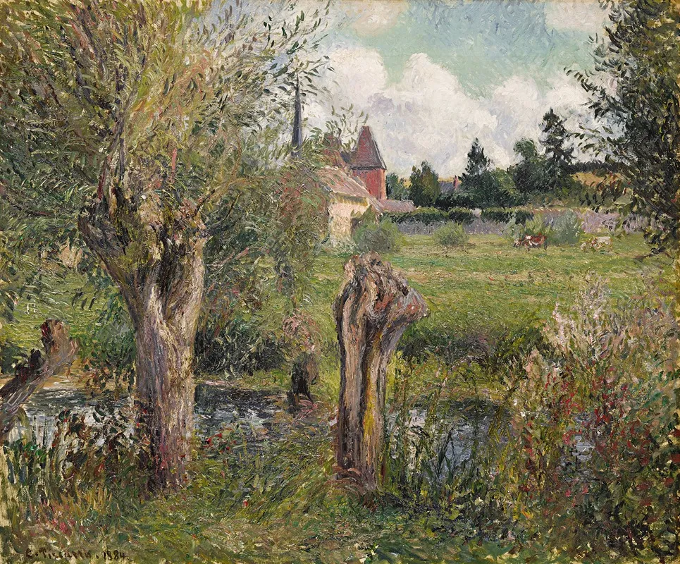 Les Bords De Lepte A Eragny Wall Art by Camille Pissarro - High-Resolution Digital Print