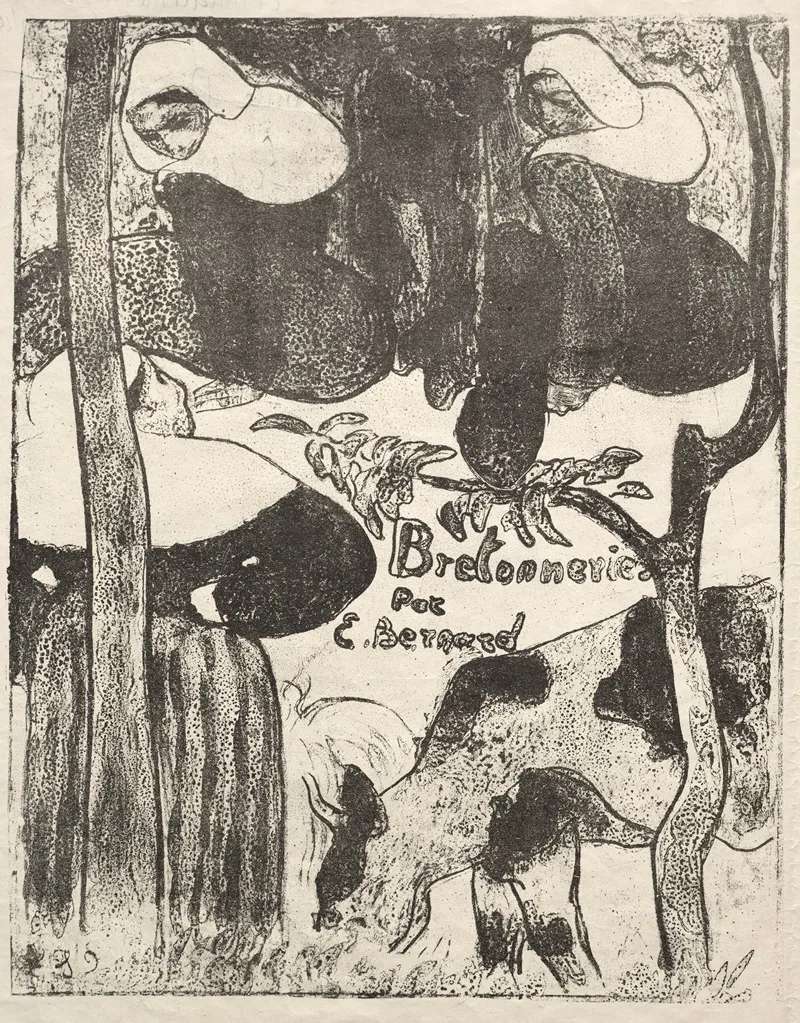 Les Bretonneries Title Page Wall Art by Emile Bernard - High-Resolution Digital Print
