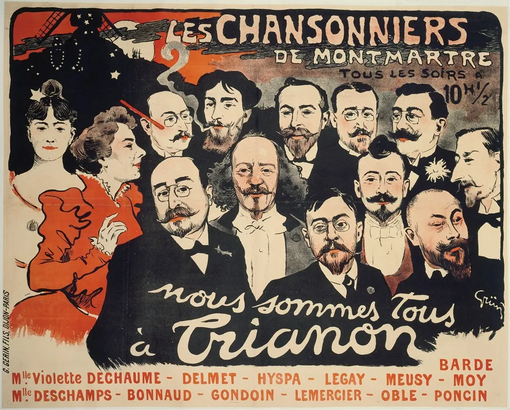 Les Chansonniers De Montmartre Tous Les Soirs A Wall Art by Jules-Alexandre Grün - High-Resolution Digital Print