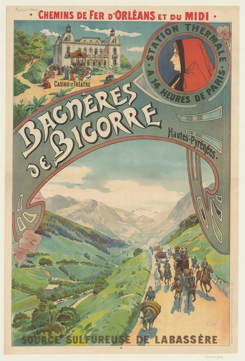 Les Chemins De Fer Dorleans Et Du Midi Bagneres De Bigorre Hautes Pyrenees Wall Art by Imp. Paul Dupont - High-Resolution Digital Print