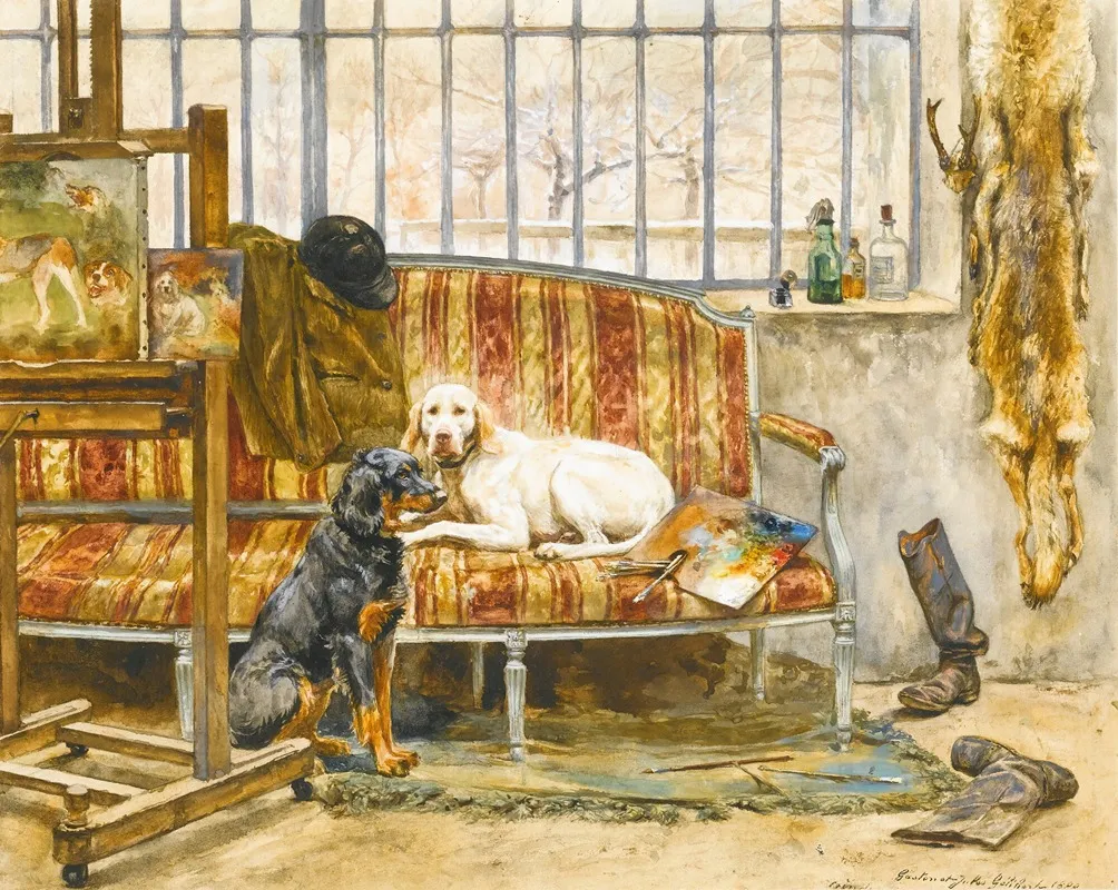 Les Chiens De Lartiste Wall Art by Jules-Bertrand Gélibert - High-Resolution Digital Print