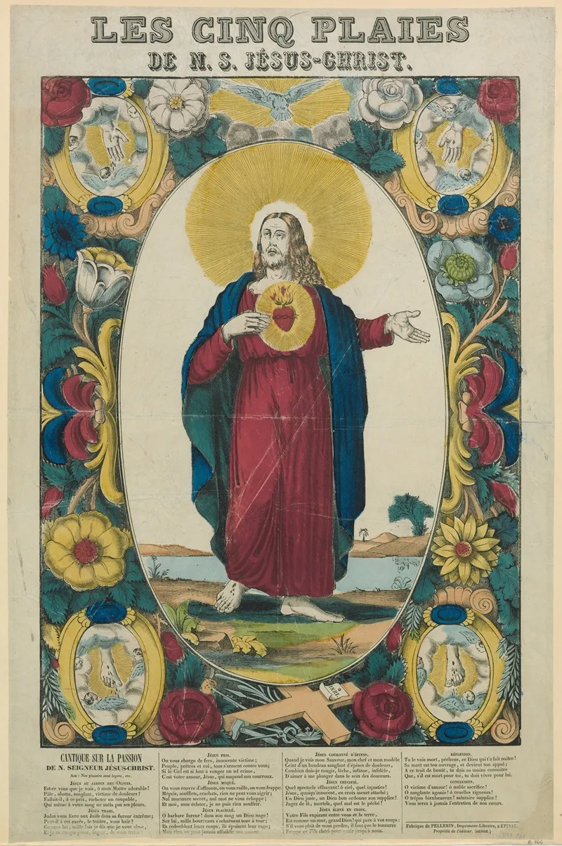 Les Cinq Plaies De N S Jesus Chris Wall Art by Imp. Pellerin &amp; Cie - High-Resolution Digital Print