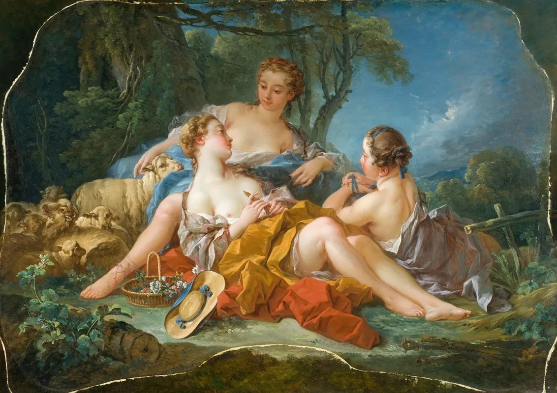 Les Confidences Pastorales Wall Art by François Boucher - High-Resolution Digital Print