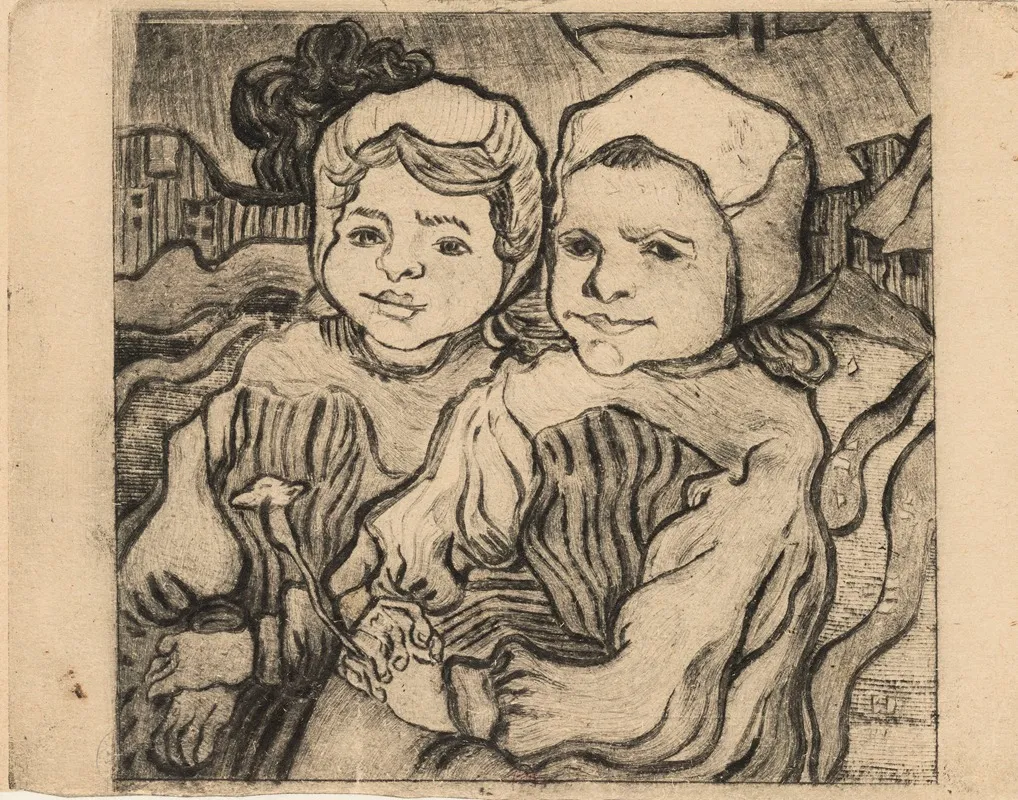 Les Deux Fillettes After Van Gogh Wall Art by Blanche Derousse - High-Resolution Digital Print