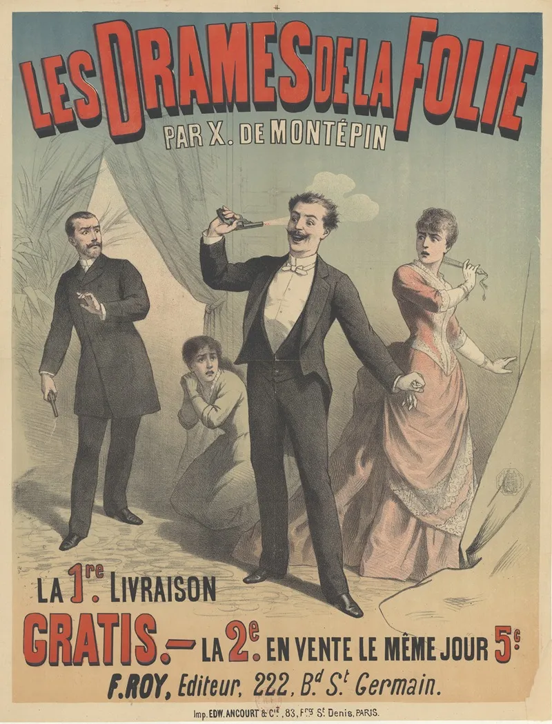 Les Drames De La Folie Par Xavier De Montepin Wall Art by Edward Ancourt - High-Resolution Digital Print
