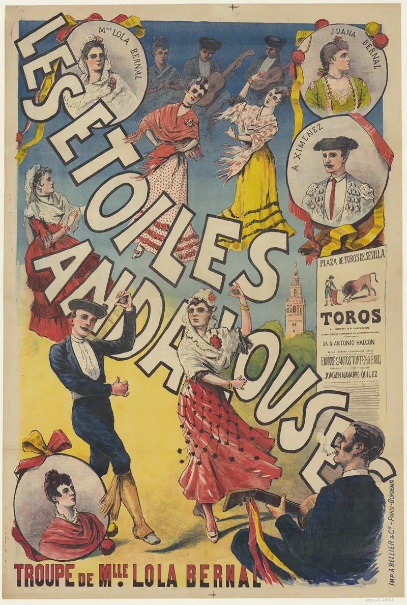 Les Etoiles Andalouses Troupe De Mlle Lola Bernal Wall Art by Imp. A Bellier & Cie - High-Resolution Digital Print