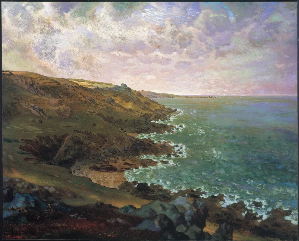 Les Falaises De Greville The Cliffs Of Greville Wall Art by Jean-François Millet - High-Resolution Digital Print