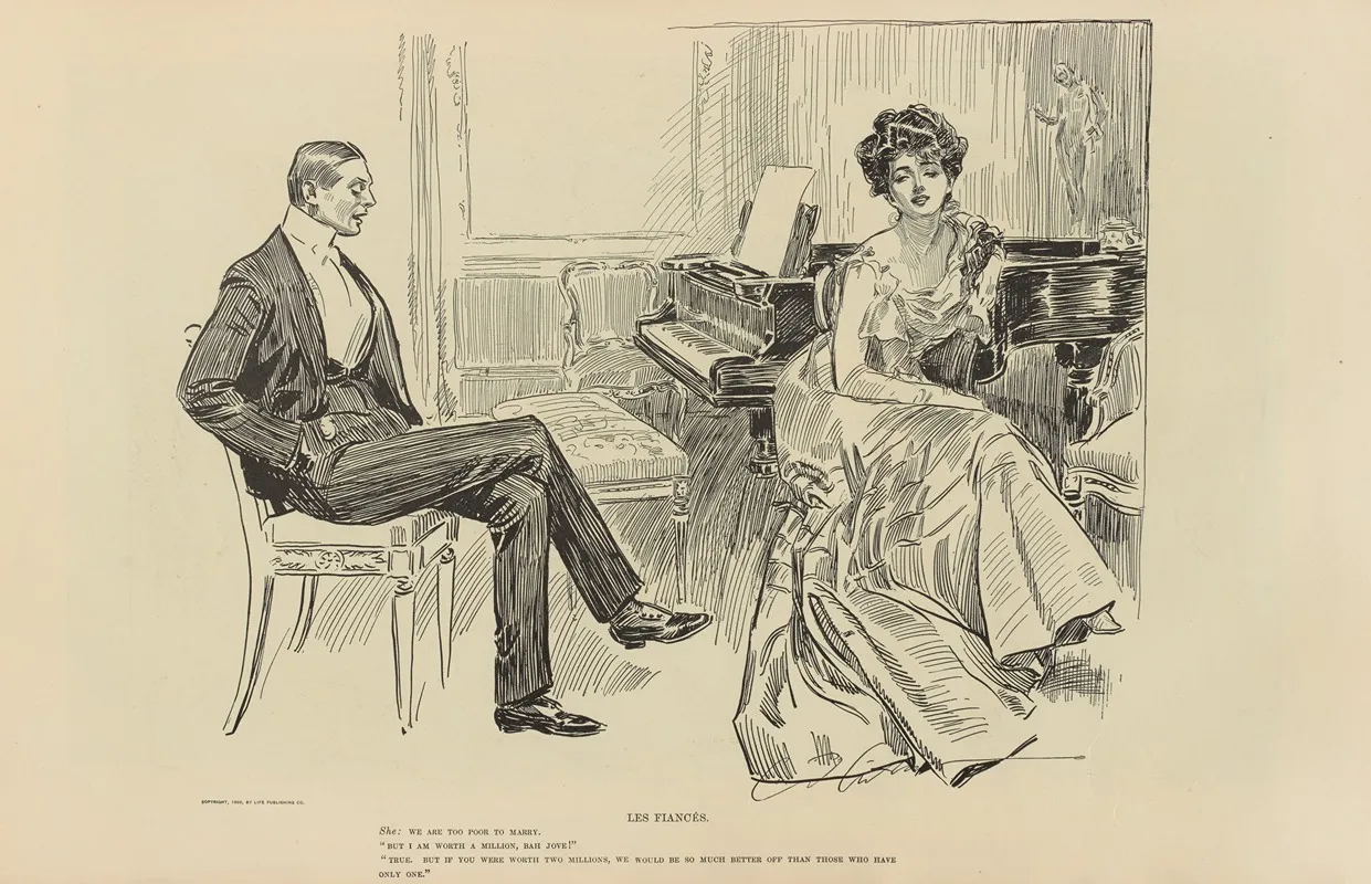 Les Fiances 3 Wall Art by Charles Dana Gibson - High-Resolution Digital Print