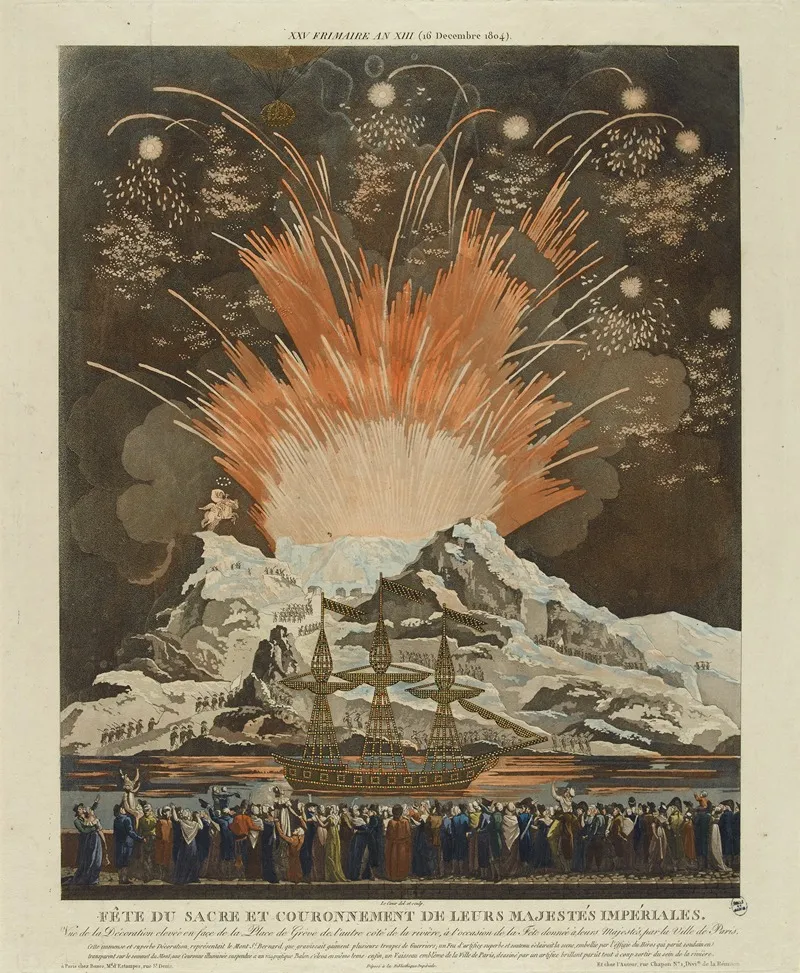 Les Folies Xxv Frimaire An Xiii 16 Decembre 1804 Fete Du Sacre Et Couronnement De Leurs Majestes Imperiales Vue De La Decora_ Wall Art by Louis Lecoeur ou Le Coeur - High-Resolution Digital Print