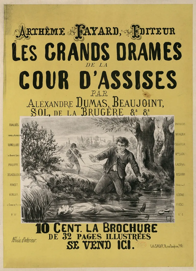 Les Grands Drames De La Cour Dassises Par Alexandre Dumas Wall Art by Lith. Salvy - High-Resolution Digital Print