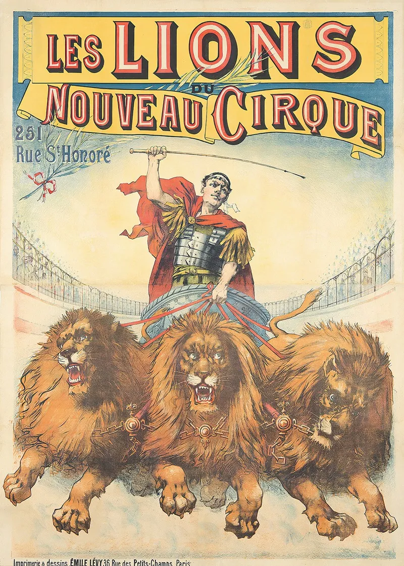 Les Lions Nouveau Cirque Wall Art by Imp. Emile Lévy - High-Resolution Digital Print