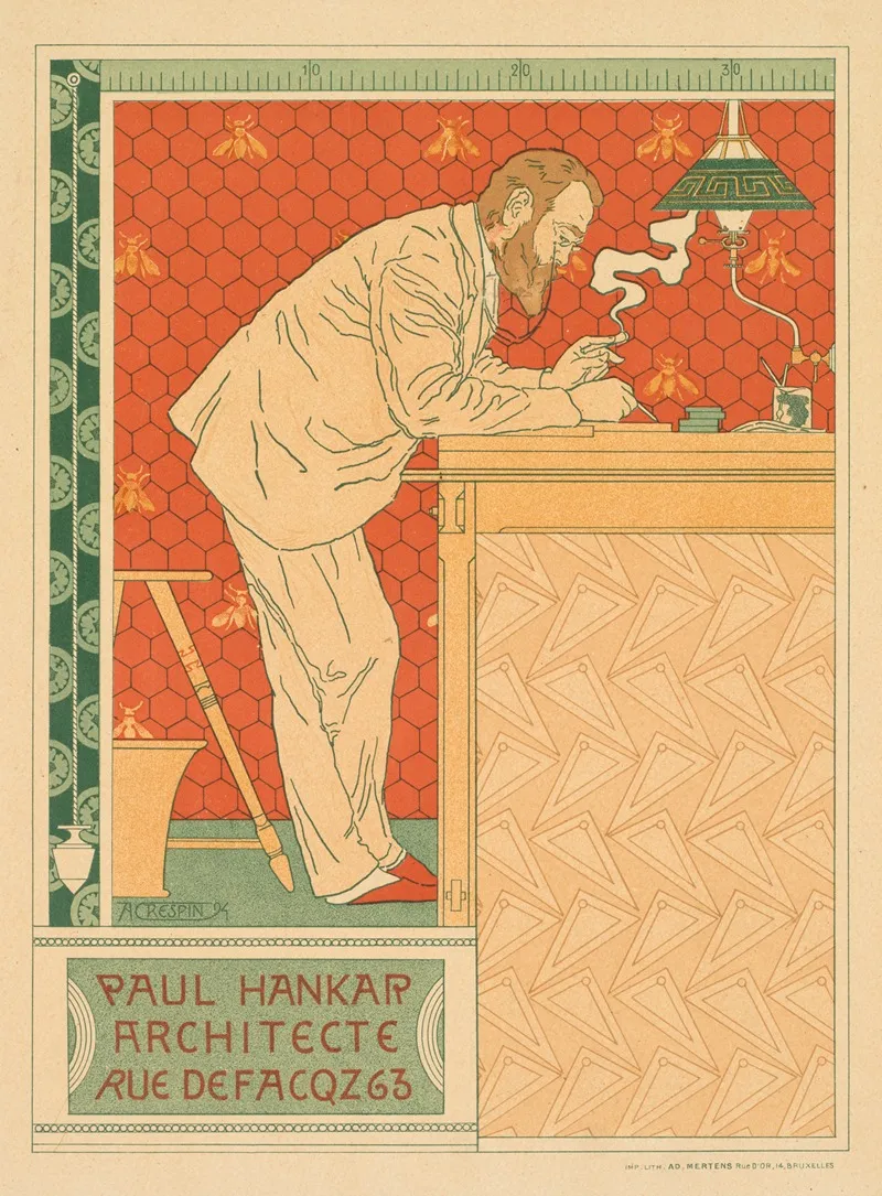 Les Maitres De Laffiche Pl 91 Paul Hankar Architecte Rue Defacqz 63 C Wall Art by Adolphe Crespin - High-Resolution Digital Print