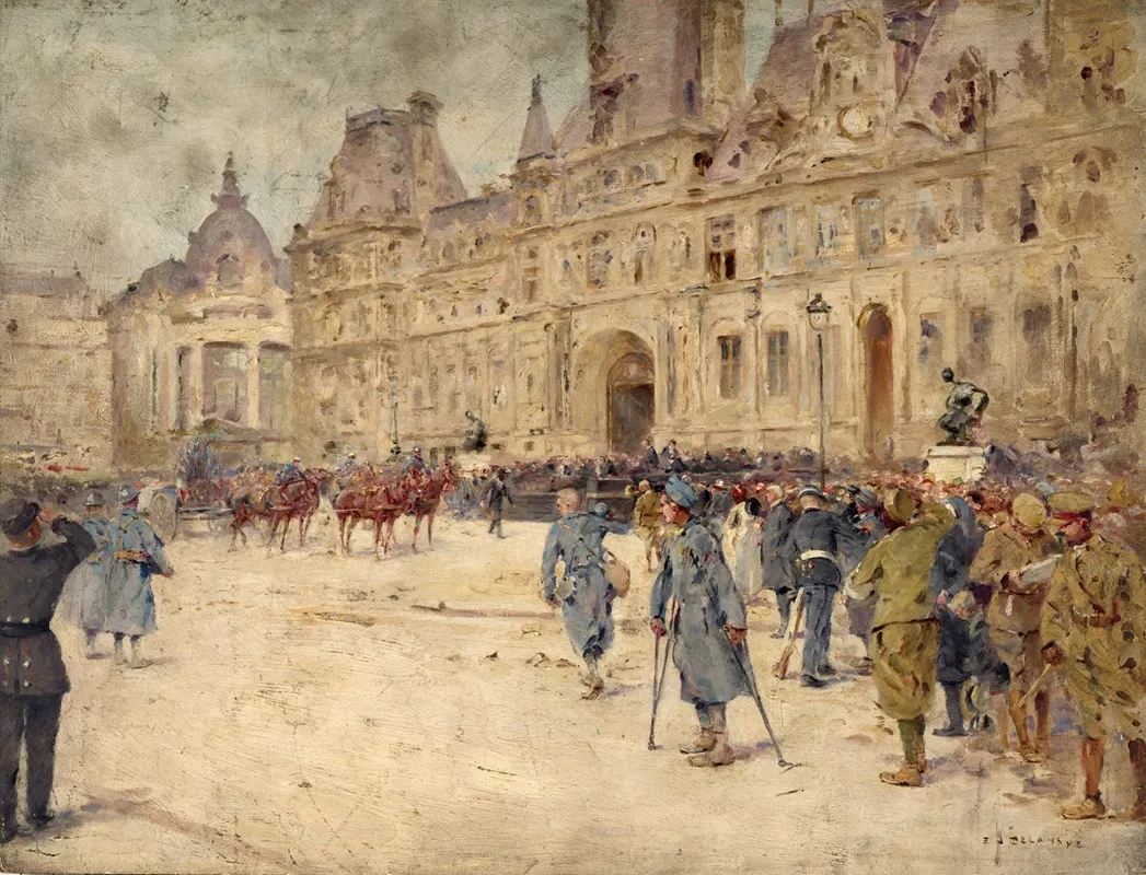 Les Mutiles Assistent Aux Obseques Du General Gallieni Sur La Place De Lhotel De Ville 1er Juin 1916