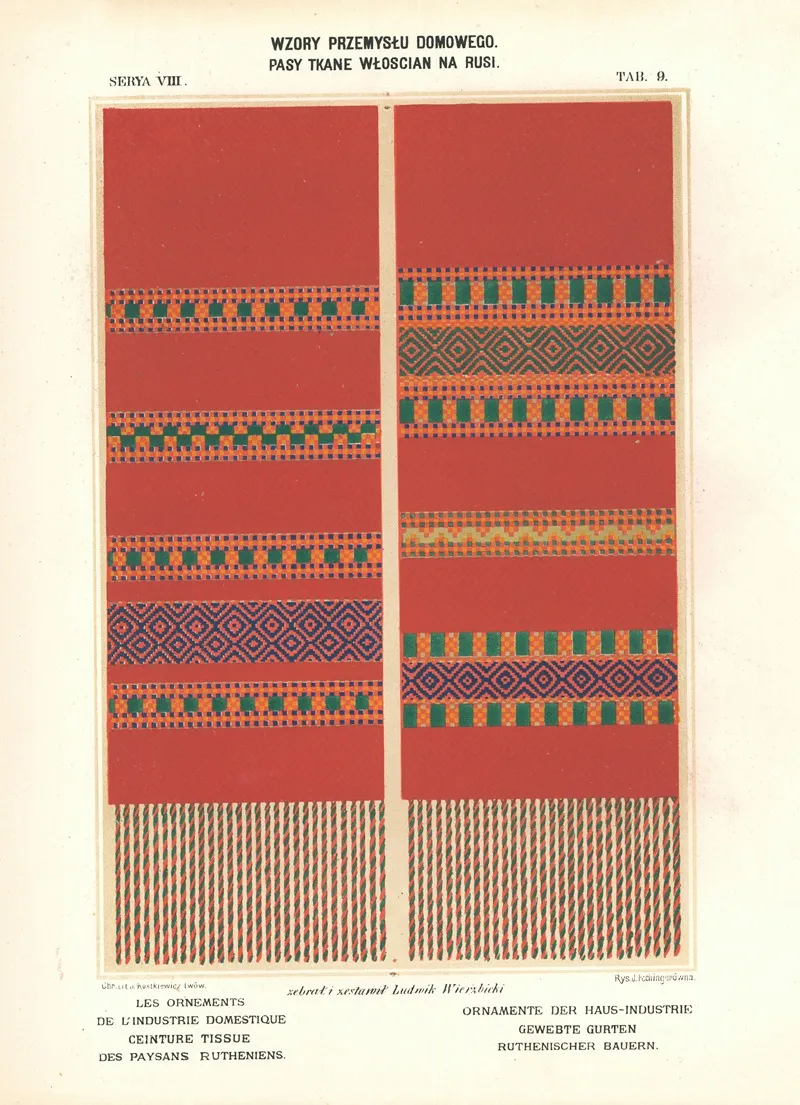 Les Ornements De Lindustrie Domestique Broderies Des Paysans Rutheniens Vol 1 Pl 09 Wall Art by Ludwik Wierzbicki - High-Resolution Digital Print