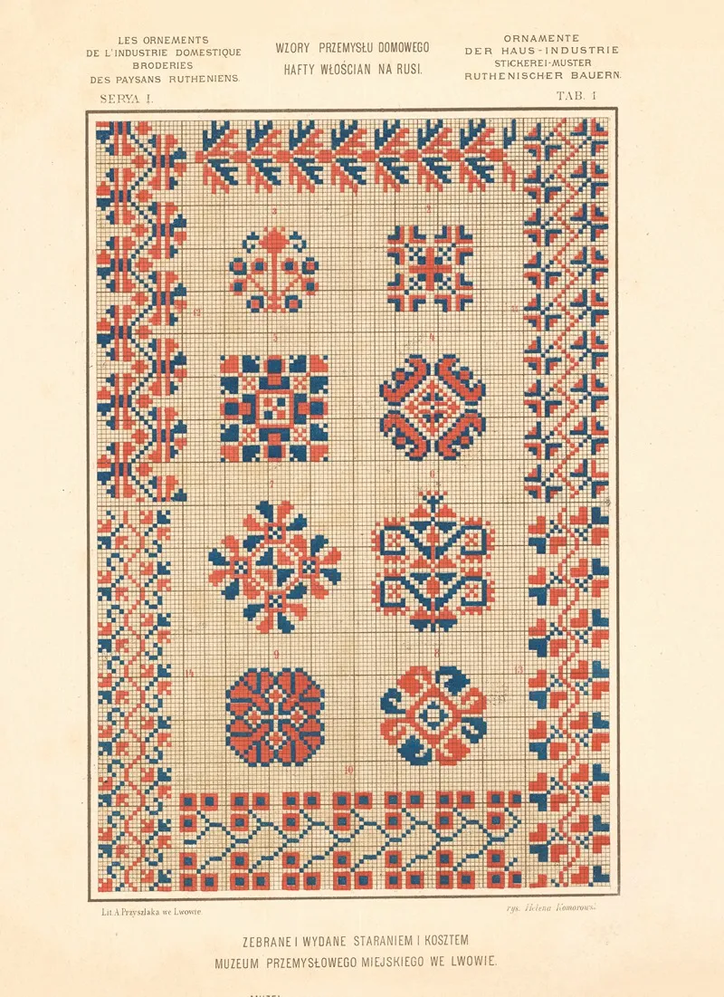 Les Ornements De Lindustrie Domestique Broderies Des Paysans Rutheniens Vol 2 Pl 01 Wall Art by Ludwik Wierzbicki - High-Resolution Digital Print