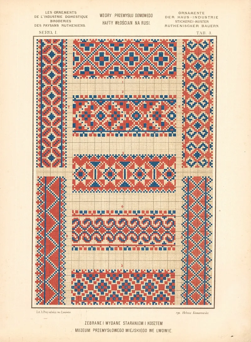 Les Ornements De Lindustrie Domestique Broderies Des Paysans Rutheniens Vol 2 Pl 03 Wall Art by Ludwik Wierzbicki - High-Resolution Digital Print