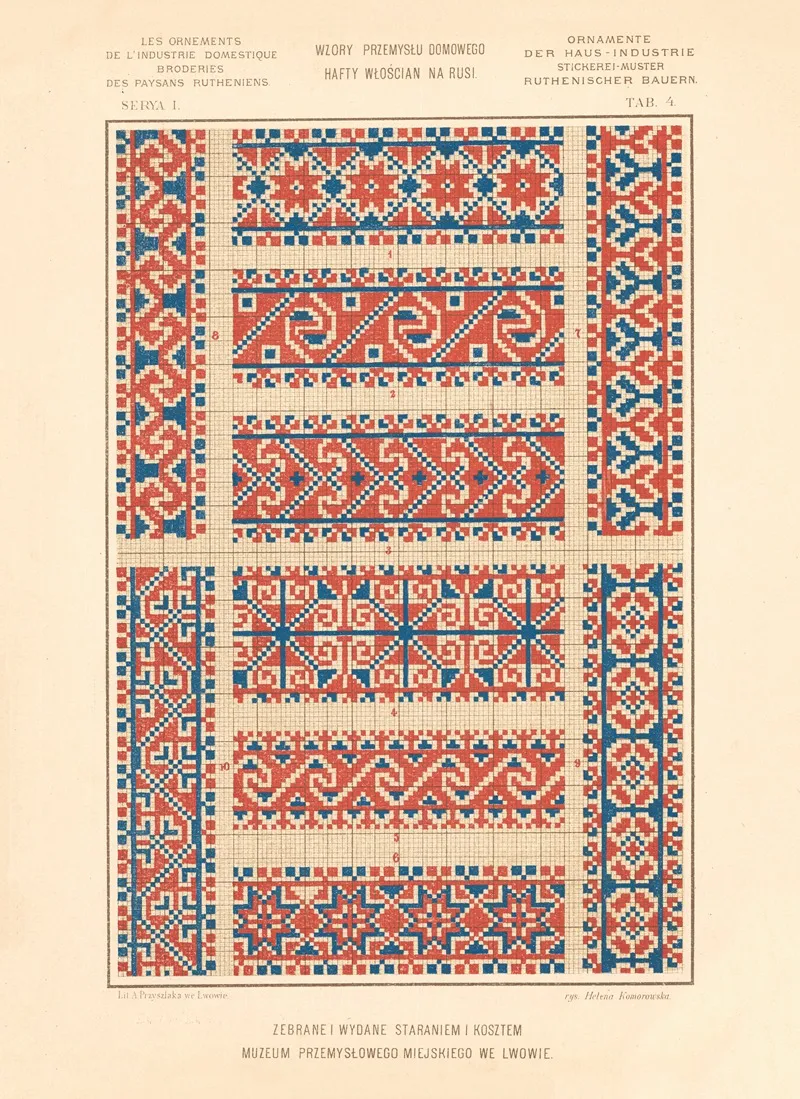 Les Ornements De Lindustrie Domestique Broderies Des Paysans Rutheniens Vol 2 Pl 04 Wall Art by Ludwik Wierzbicki - High-Resolution Digital Print