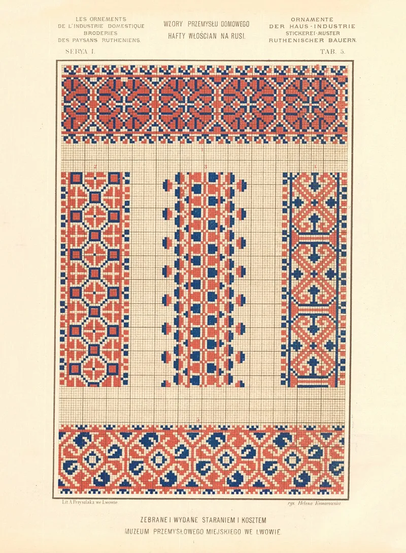 Les Ornements De Lindustrie Domestique Broderies Des Paysans Rutheniens Vol 2 Pl 05 Wall Art by Ludwik Wierzbicki - High-Resolution Digital Print