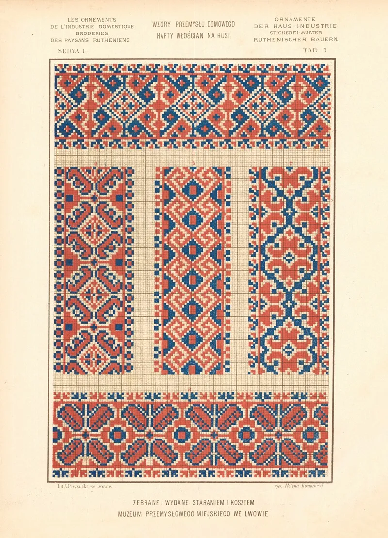 Les Ornements De Lindustrie Domestique Broderies Des Paysans Rutheniens Vol 2 Pl 07 Wall Art by Ludwik Wierzbicki - High-Resolution Digital Print