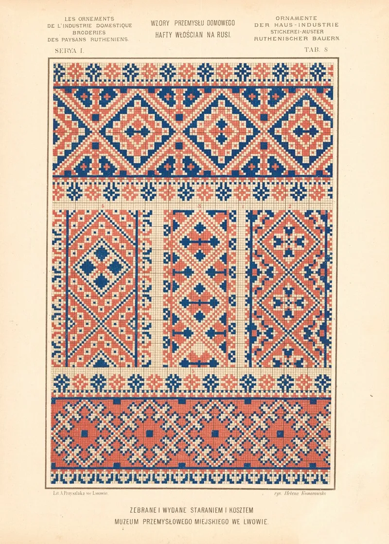 Les Ornements De Lindustrie Domestique Broderies Des Paysans Rutheniens Vol 2 Pl 08 Wall Art by Ludwik Wierzbicki - High-Resolution Digital Print
