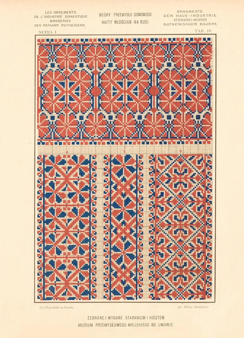 Les Ornements De Lindustrie Domestique Broderies Des Paysans Rutheniens Vol 2 Pl 10 Wall Art by Ludwik Wierzbicki - High-Resolution Digital Print