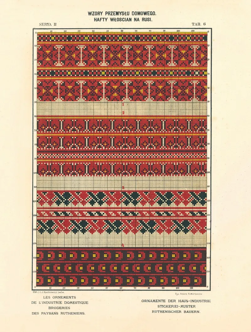 Les Ornements De Lindustrie Domestique Broderies Des Paysans Rutheniens Vol 3 Pl 06 Wall Art by Ludwik Wierzbicki - High-Resolution Digital Print