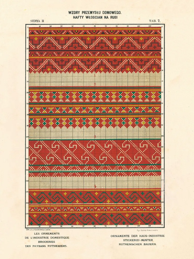 Les Ornements De Lindustrie Domestique Broderies Des Paysans Rutheniens Vol 3 Pl 07 Wall Art by Ludwik Wierzbicki - High-Resolution Digital Print