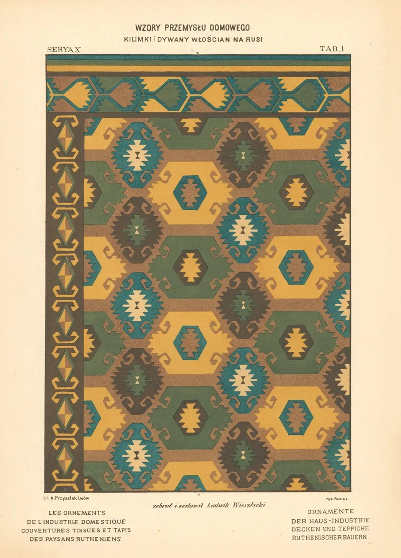 Les Ornements De Lindustrie Domestique Couvertures Tissues Et Tapis Des Paysans Rutheniens Pl 02 Wall Art by Ludwik Wierzbicki - High-Resolution Digital Print