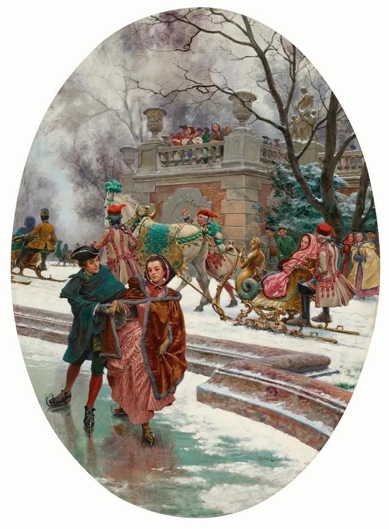 Les Patineurs Winter Wall Art by Maurice Leloir - High-Resolution Digital Print