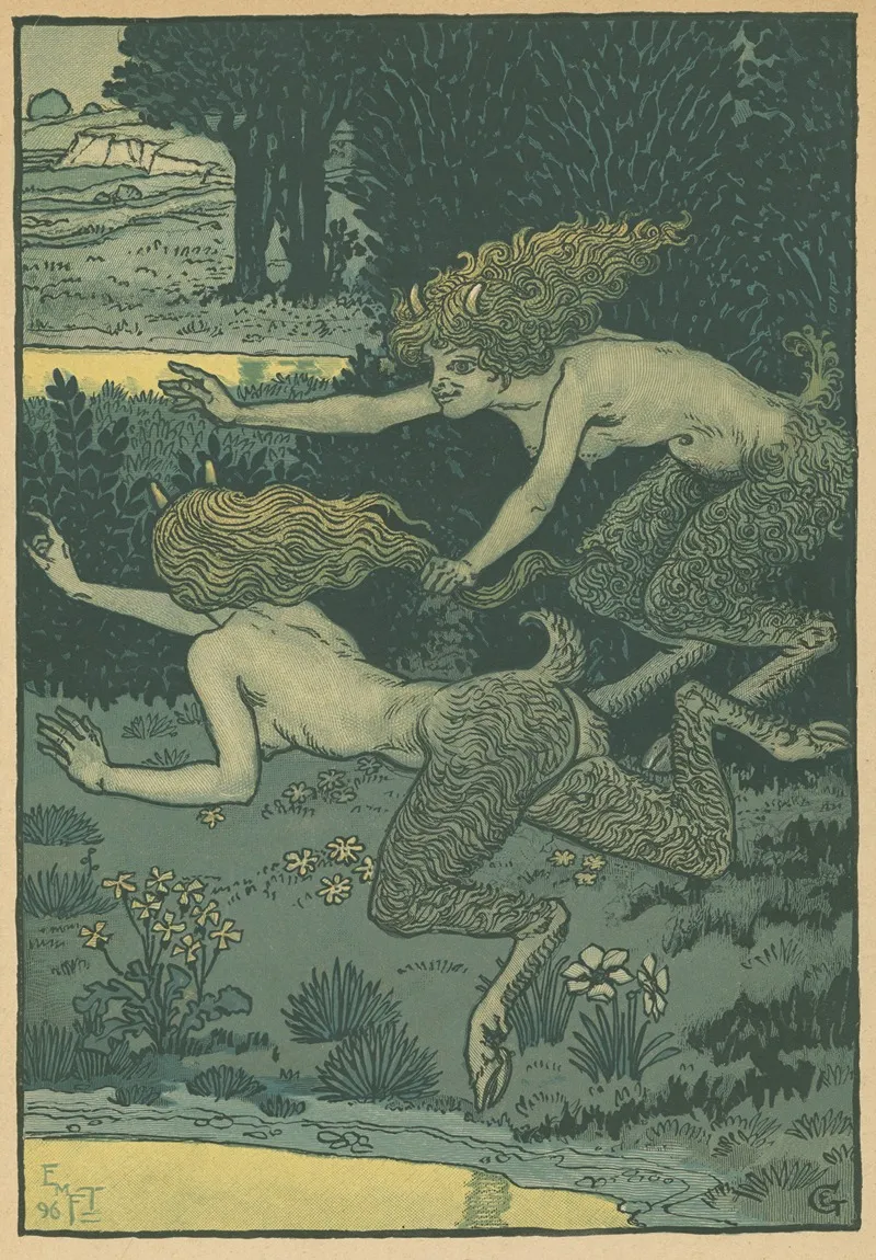 Les Petites Faunesses Wall Art by Eugène Grasset - High-Resolution Digital Print