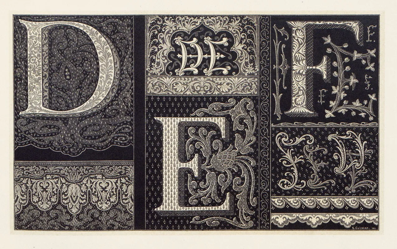 Les Petits Alphabets Du Brodeur Pl 07 Wall Art by Édouard Guichard - High-Resolution Digital Print