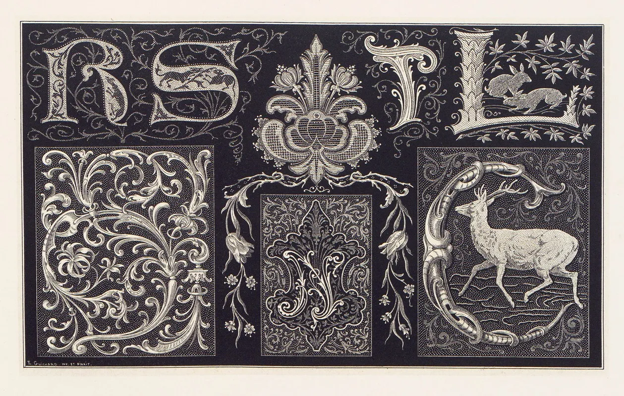 Les Petits Alphabets Du Brodeur Pl 12 Wall Art by Édouard Guichard - High-Resolution Digital Print