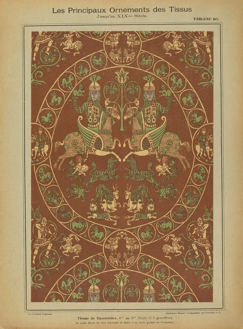 Les Principaux Ornaments Des Tissus Jusquau Xixme Siecle Pl 01 Wall Art by Friedrich Fischbach - High-Resolution Digital Print