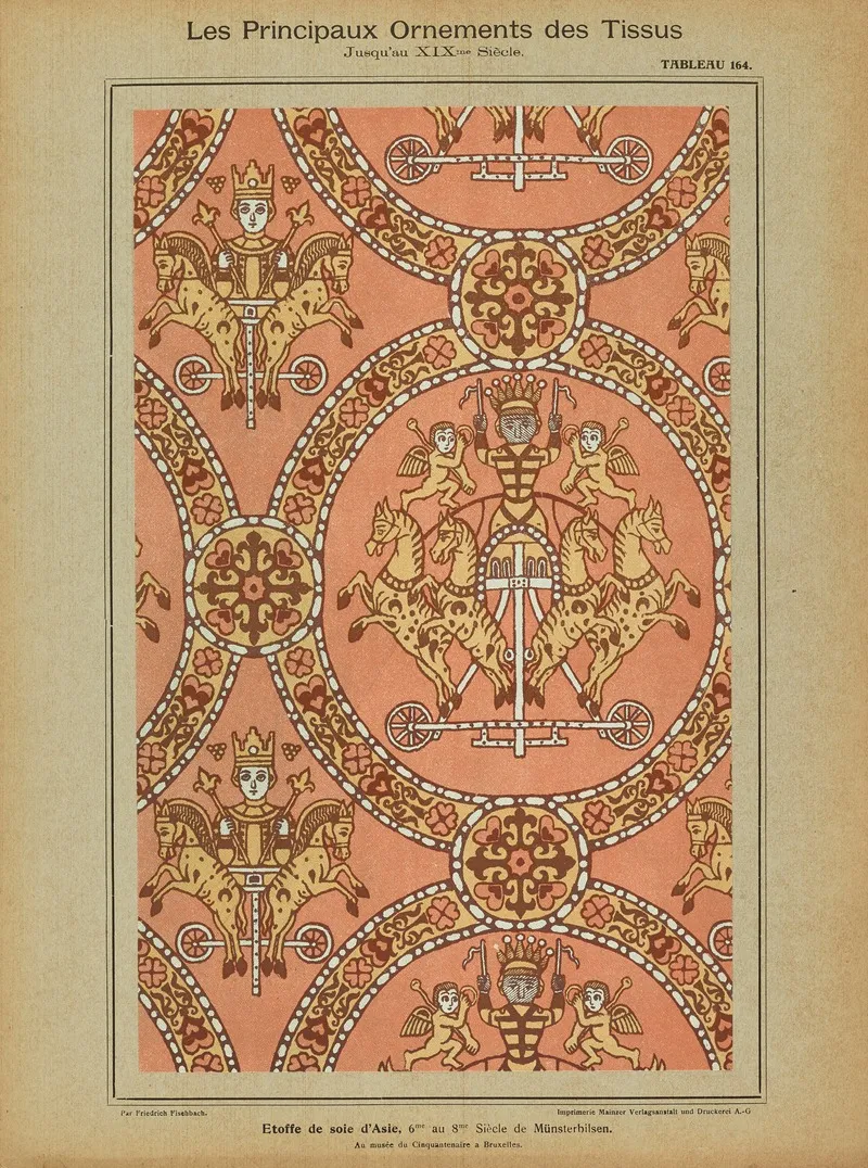 Les Principaux Ornaments Des Tissus Jusquau Xixme Siecle Pl 02 Wall Art by Friedrich Fischbach - High-Resolution Digital Print