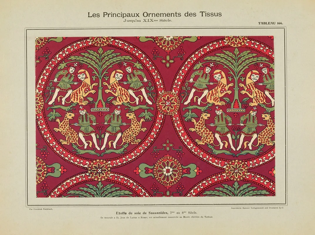 Les Principaux Ornaments Des Tissus Jusquau Xixme Siecle Pl 04 Wall Art by Friedrich Fischbach - High-Resolution Digital Print