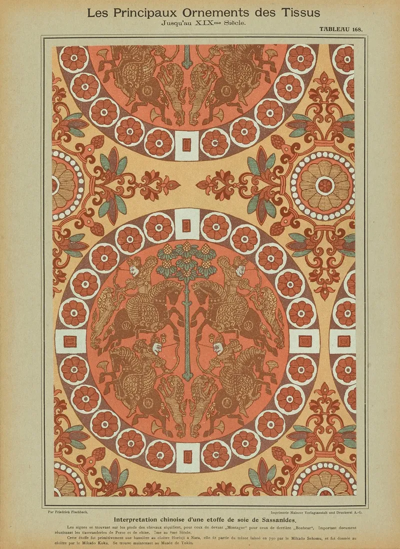 Les Principaux Ornaments Des Tissus Jusquau Xixme Siecle Pl 06 Wall Art by Friedrich Fischbach - High-Resolution Digital Print