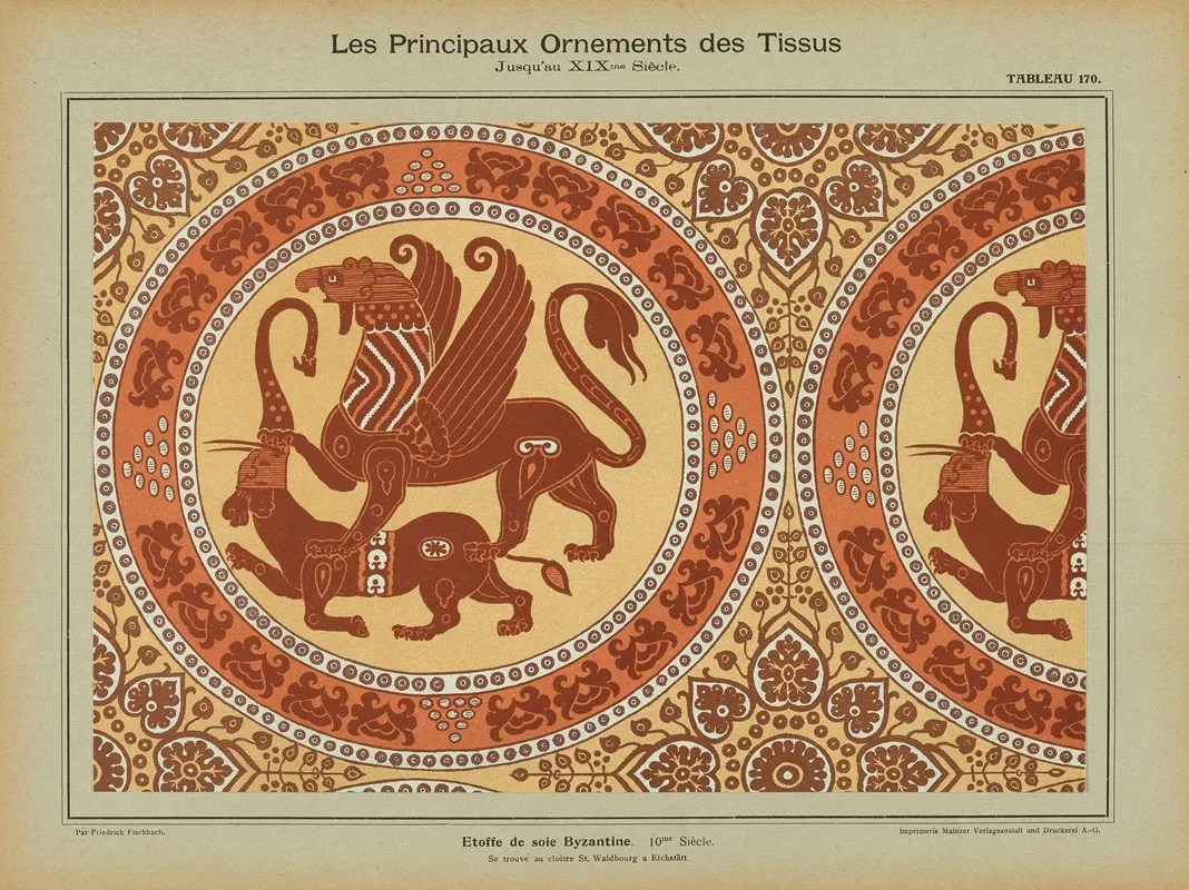 Les Principaux Ornaments Des Tissus Jusquau Xixme Siecle Pl 08 Wall Art by Friedrich Fischbach - High-Resolution Digital Print