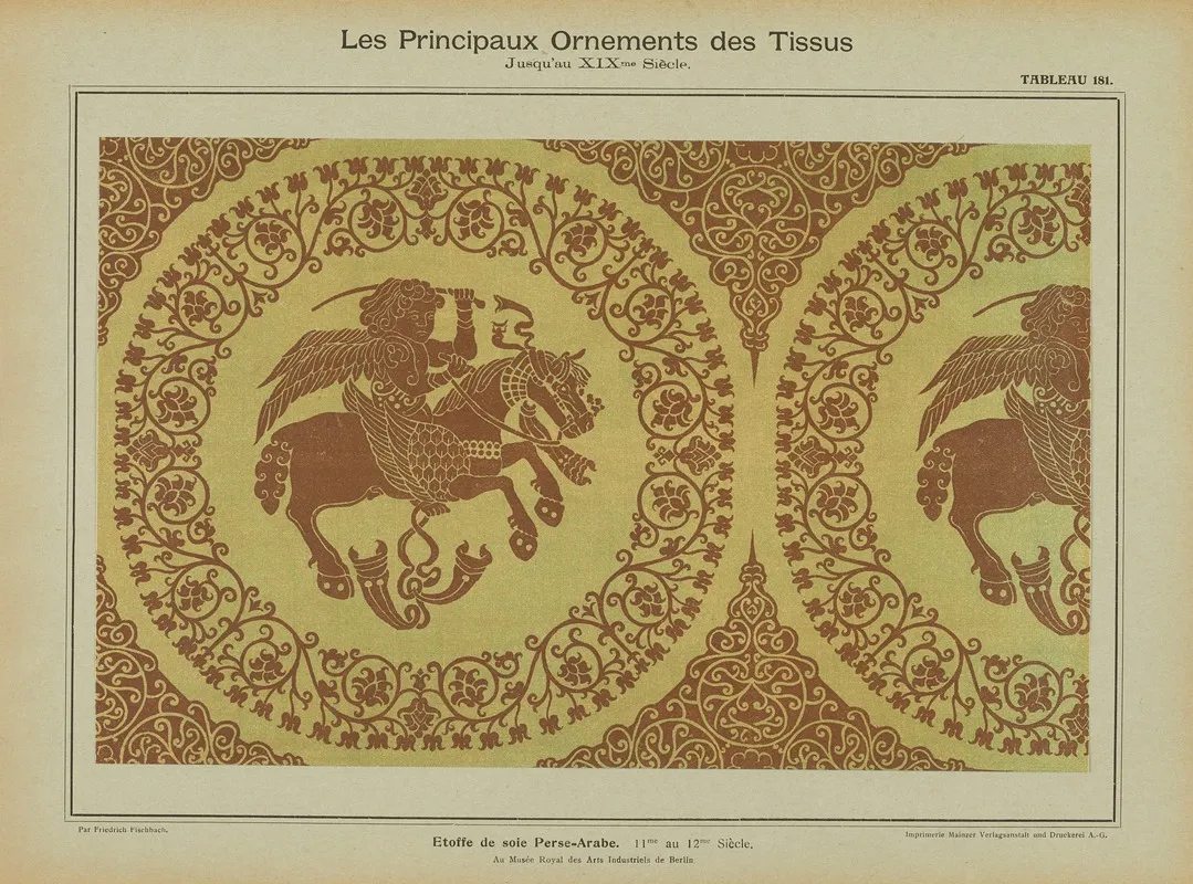 Les Principaux Ornaments Des Tissus Jusquau Xixme Siecle Pl 19 Wall Art by Friedrich Fischbach - High-Resolution Digital Print