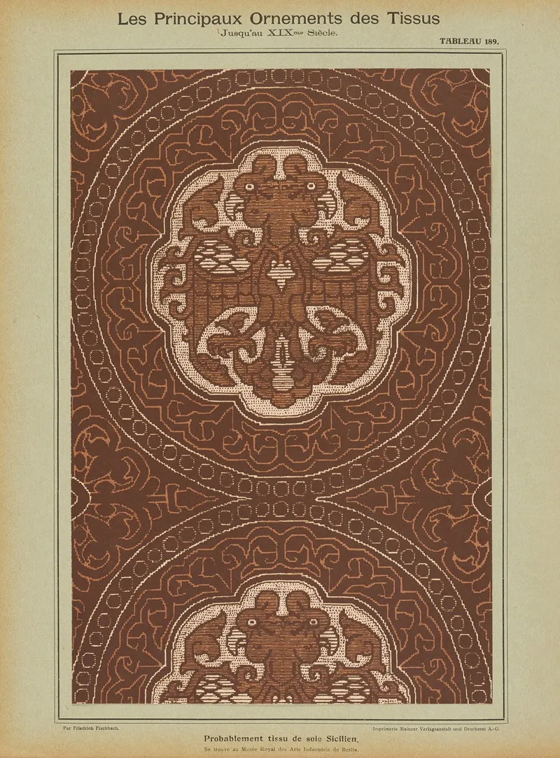 Les Principaux Ornaments Des Tissus Jusquau Xixme Siecle Pl 27 Wall Art by Friedrich Fischbach - High-Resolution Digital Print