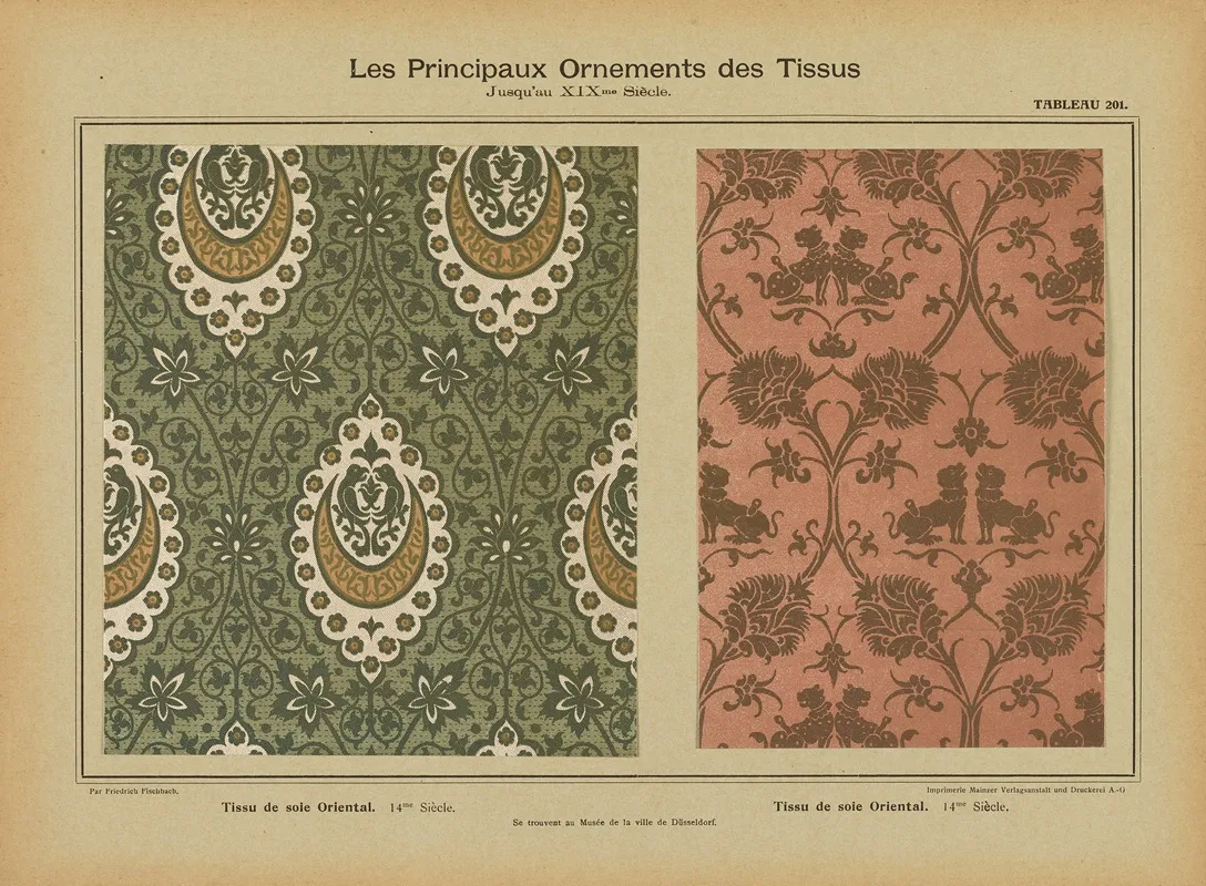 Les Principaux Ornaments Des Tissus Jusquau Xixme Siecle Pl 39 Wall Art by Friedrich Fischbach - High-Resolution Digital Print