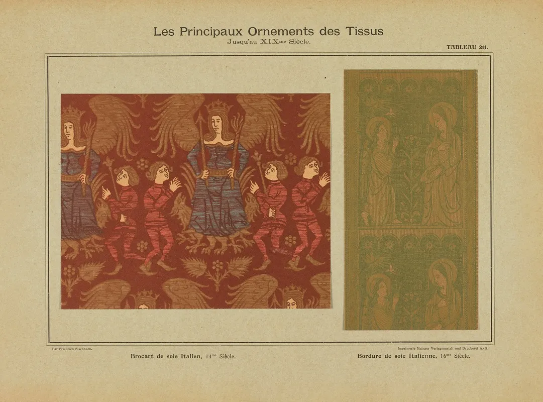 Les Principaux Ornaments Des Tissus Jusquau Xixme Siecle Pl 49 Wall Art by Friedrich Fischbach - High-Resolution Digital Print