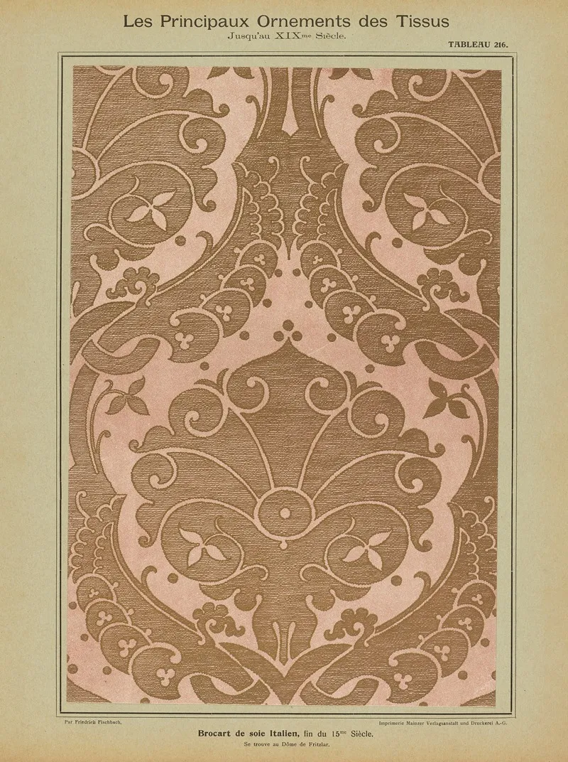 Les Principaux Ornaments Des Tissus Jusquau Xixme Siecle Pl 54 Wall Art by Friedrich Fischbach - High-Resolution Digital Print
