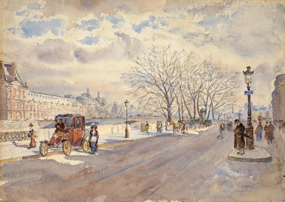 Les Quais Rive Gauche Devant La Grande Galerie Du Louvre Wall Art by Guy De La Rochefoucauld - High-Resolution Digital Print