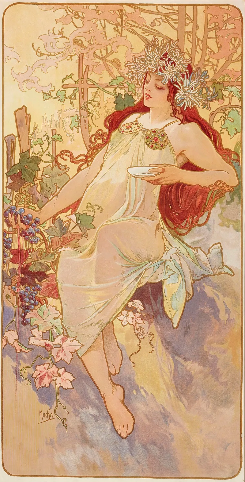 Les Saisons 3 Wall Art by Alphonse Mucha - High-Resolution Digital Print