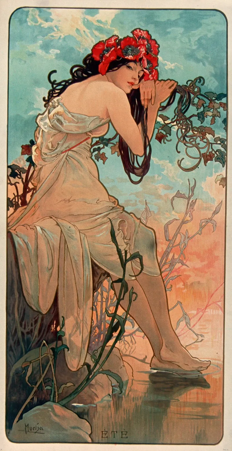 Les Saisons Ete Wall Art by Alphonse Mucha - High-Resolution Digital Print