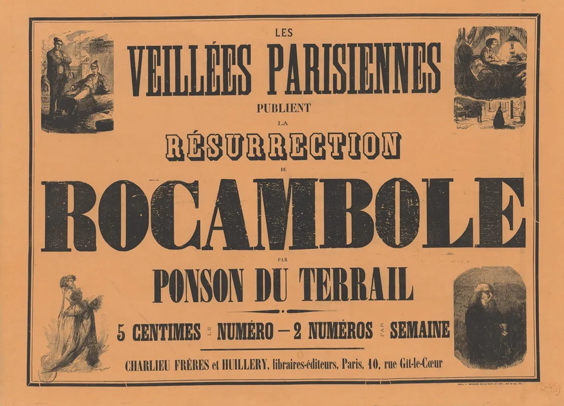 Les Veillees Parisiennes Publient La Resurrection De Rocambole Wall Art by J. Gerlier - High-Resolution Digital Print