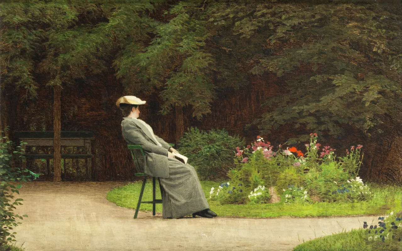 Lesende Dame In Einem Park Wall Art by Carl Scherres - High-Resolution Digital Print