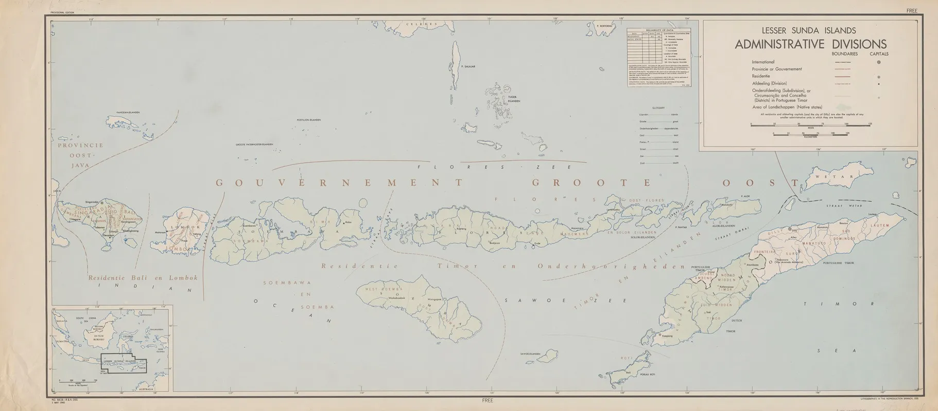 Lesser Sunda Islands Administrative Divisions Wall Art by Office of Strategic Services - High-Resolution Digital Print