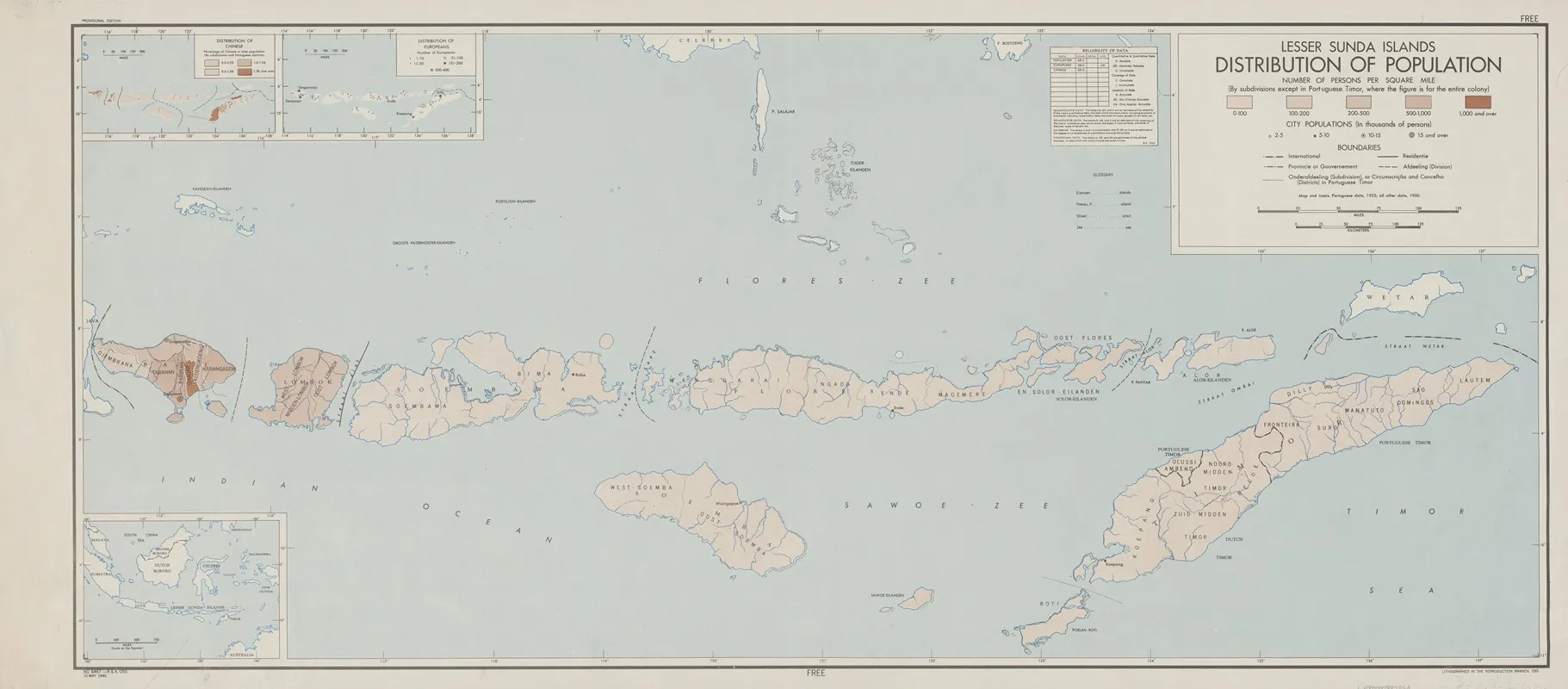 Lesser Sunda Islands Distribution Of Population Wall Art by Office of Strategic Services - High-Resolution Digital Print