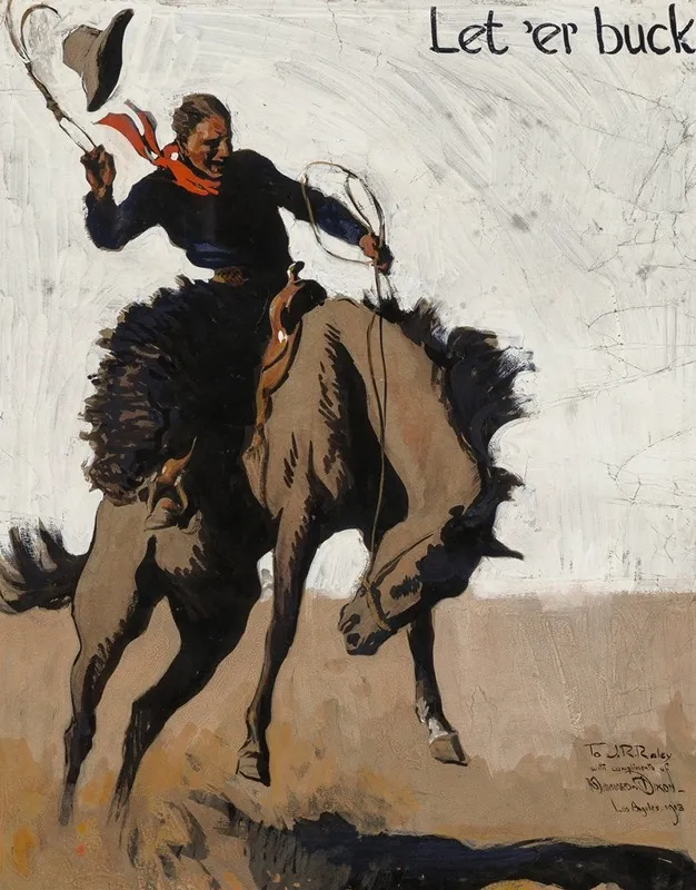 Let Er Buck Pendleton Round Up Wall Art by Maynard Dixon - High-Resolution Digital Print